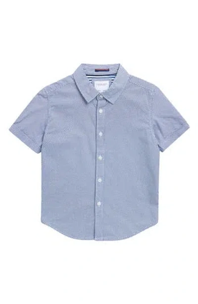 Denim And Flower Kids' Polka Dot Print Short Sleeve Shirt In Blue