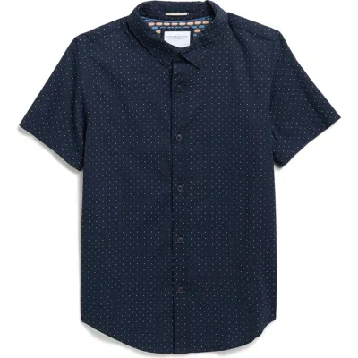 Denim And Flower Kids' Polka Dot Short Sleeve Button-up Shirt In Blue