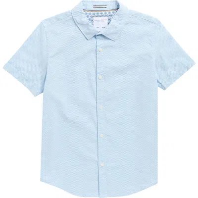 Denim And Flower Kids' Polka Dot Short Sleeve Button-up Shirt In Blue