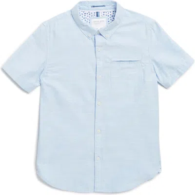 Denim And Flower Kids' Short Sleeve Button-down Shirt In Blue