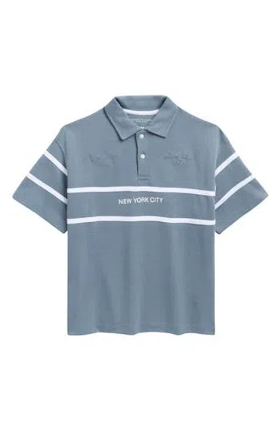 Denim And Flower Kids' Stripe Cotton Blend Polo In Dk Gray