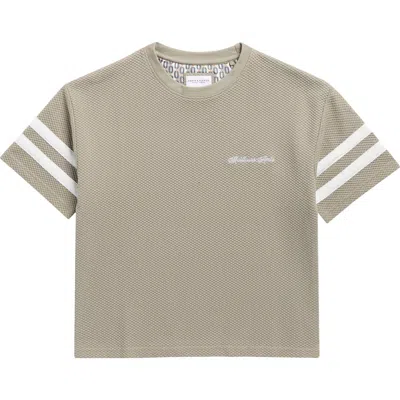 Denim And Flower Kids' Textured Cotton Knit T-shirt In Brown