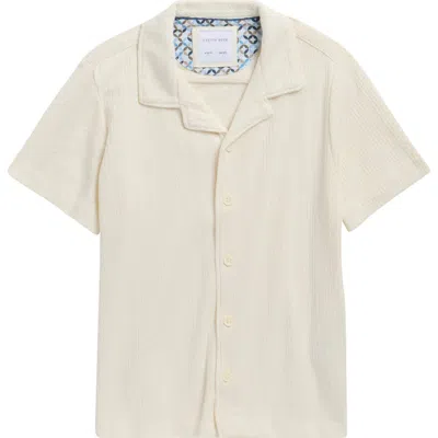 Denim And Flower Kids' Textured Geometric Camp Shirt In Brown