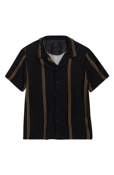 Denim And Flower Kids' Textured Stripe Camp Shirt In Black