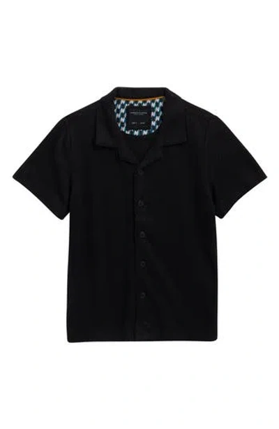 Denim And Flower Kids' Textured Stripe Camp Shirt In Black