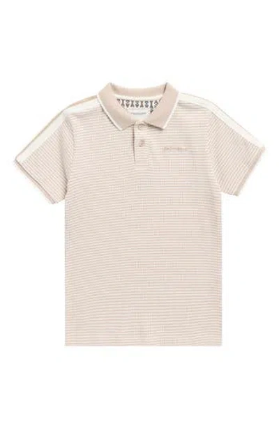 Denim And Flower Kids' Tipped Cotton Knit Polo In Neutral