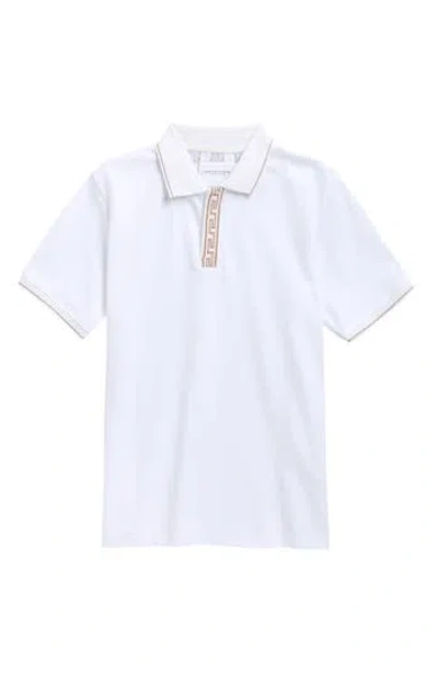 Denim And Flower Kids' Tipped Polo In White