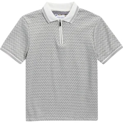 Denim And Flower Kids' Tipped Quarter Zip Polo In Gray