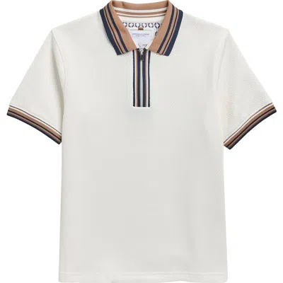 Denim And Flower Kids' Tipped Quarter Zip Polo In White