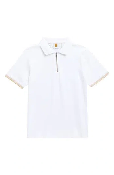 Denim And Flower Kids' Tipped Quarter Zip Polo In White