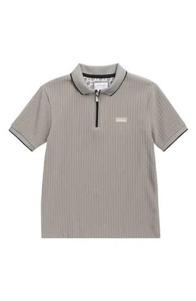 Denim And Flower Kids' Tipped Rib Knit Polo In Gray