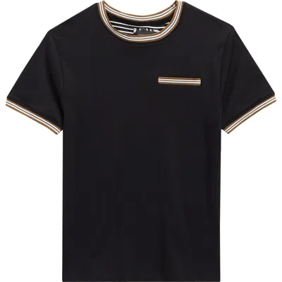 Denim And Flower Kids' Tipped T-shirt In Black