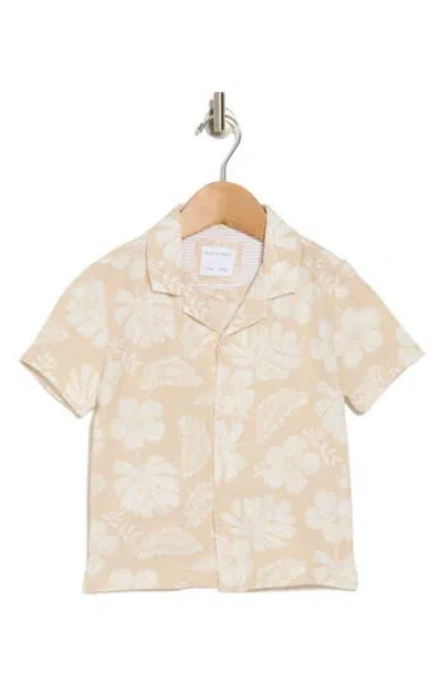 Denim And Flower Kids' Tropical Flower Short Sleeve Button-up Shirt In Off White