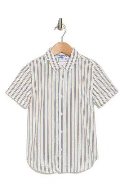 Denim And Flower Kids' Vertical Stripe Short Sleeve Button-up Shirt In White
