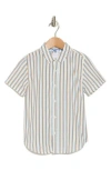 Denim And Flower Kids' Vertical Stripe Short Sleeve Button-up Shirt In White