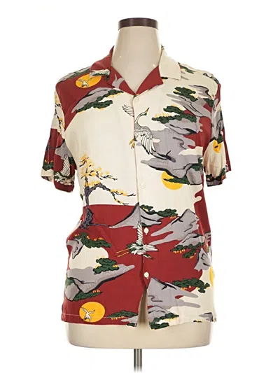 Pre-owned Denim And Flower Kimono In Burgundy