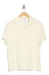 Denim And Flower Textured Camp Shirt