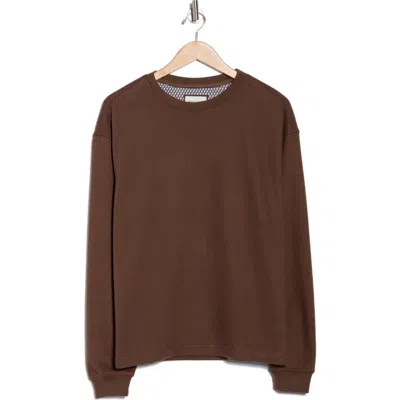 Denim And Flower Knit Sweatshirt In Brown