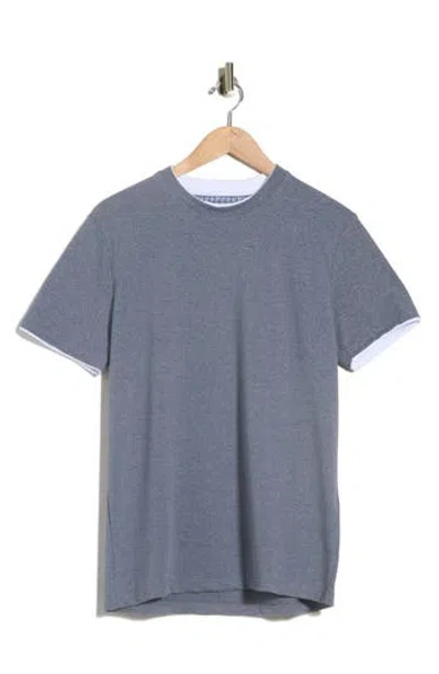 Denim And Flower Layered Crewneck T-shirt In Gray