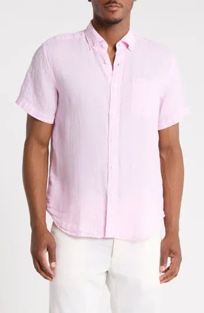Denim And Flower Linen Button-down Shirt In Pink
