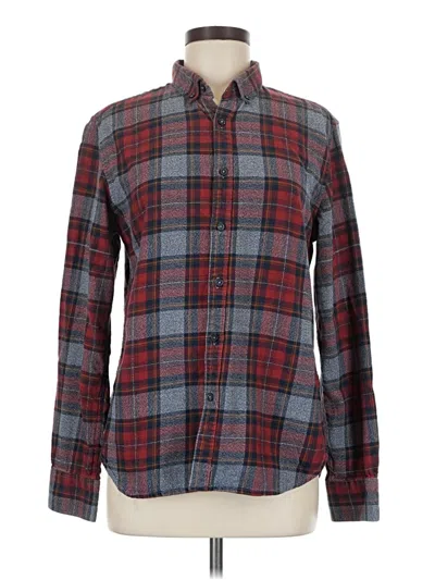 Pre-owned Denim And Flower Long Sleeve Button Down Shirt In Burgundy