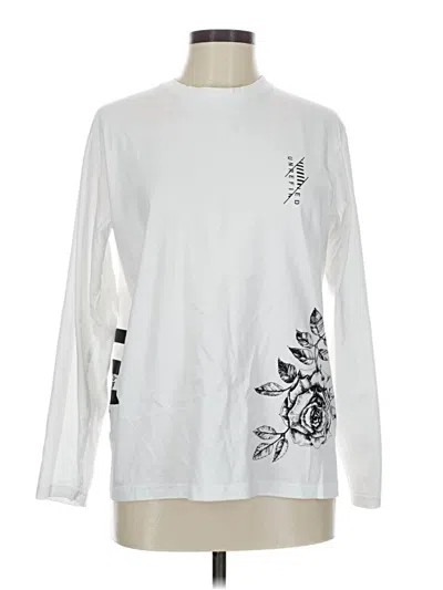 Pre-owned Denim And Flower Long Sleeve T-shirt In White