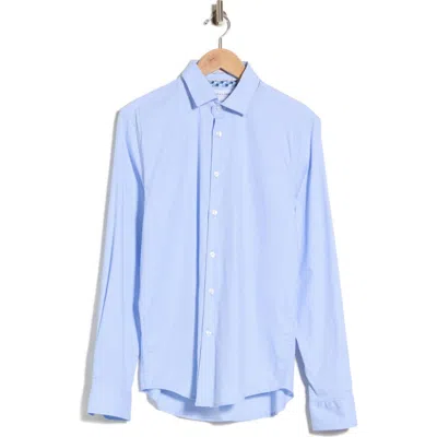 Denim And Flower Micro Geo Print Button-up Shirt In Light Blue