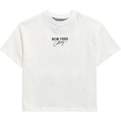 Denim And Flower Kids'  New York Calling Graphic T-shirt In White