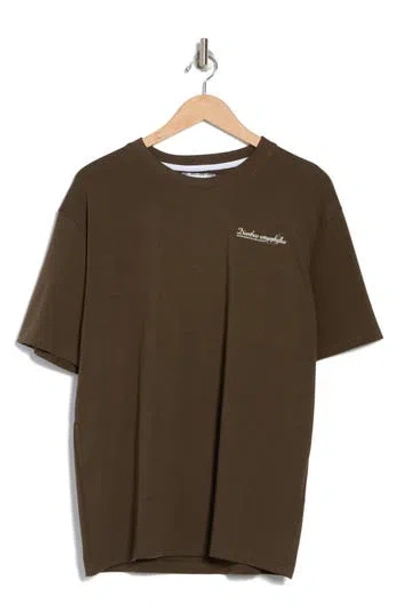 Denim And Flower Olive Graphic T-shirt In Green