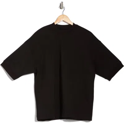 Denim And Flower Oversize Heavyweight Cotton Blend T-shirt In Black
