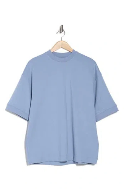 Denim And Flower Oversize Heavyweight Cotton Blend T-shirt In Blue