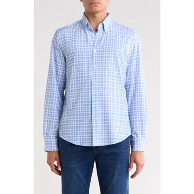 Denim And Flower Plaid Stretch Dress Shirt In Blue