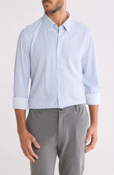 Denim And Flower Plaid Tech Button-down Shirt In Blue