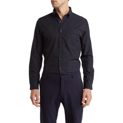 Denim And Flower Polka Dot Long Sleeve Button-up Shirt In Navy/mustard