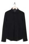 Denim And Flower Polka Dot Print Long Sleeve Tech Button-up Shirt In Black