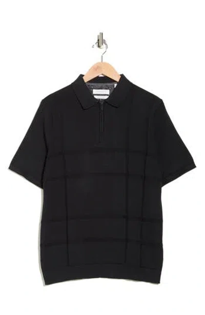 Denim And Flower Quarter Zip Polo Sweater In Black