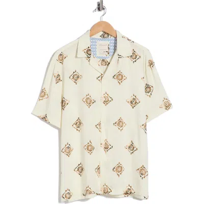 Denim And Flower Relaxed Fit Geometric Print Camp Shirt In White