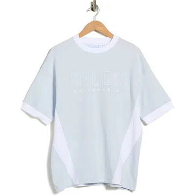 Denim And Flower Relaxed Fit Knit T-shirt In Blue