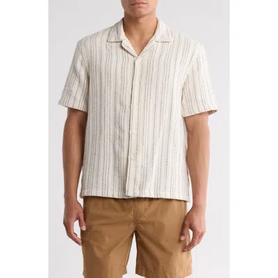 Denim And Flower Relaxed Fit Stripe Textured Camp Shirt In Multi