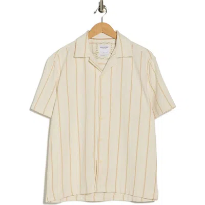 Denim And Flower Relaxed Fit Stripe Textured Camp Shirt Stripe Textured Camp Shirt In Neutral