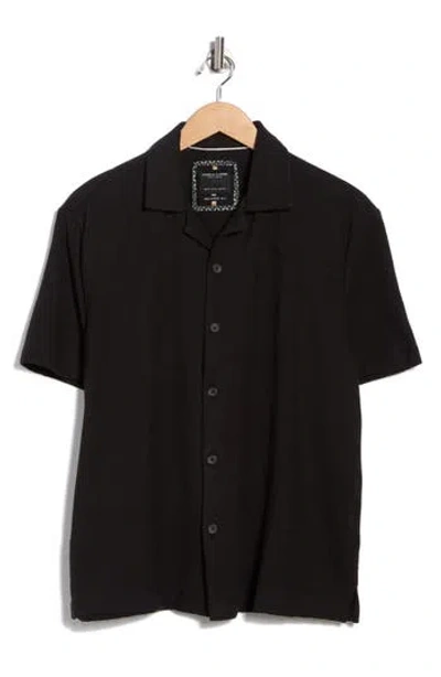 Denim And Flower Relaxed Fit Textured Camp Shirt In Black