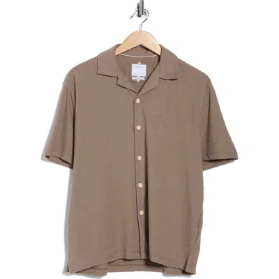 Denim And Flower Relaxed Fit Textured Camp Shirt In Brown