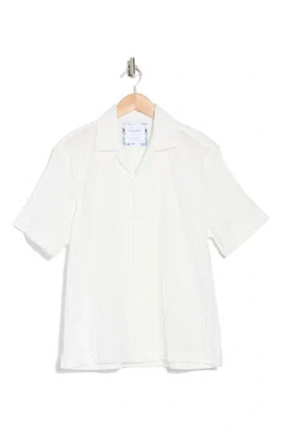 Denim And Flower Relaxed Fit Textured Camp Shirt In White