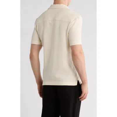 Denim And Flower Relaxed Fit Textured Camp Shirt In White