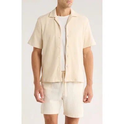 Denim And Flower Relaxed Fit Textured Cotton Camp Shirt In Neutral