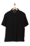 Denim And Flower Relaxed Fit Textured Short Sleeve Button-up Shirt In Black