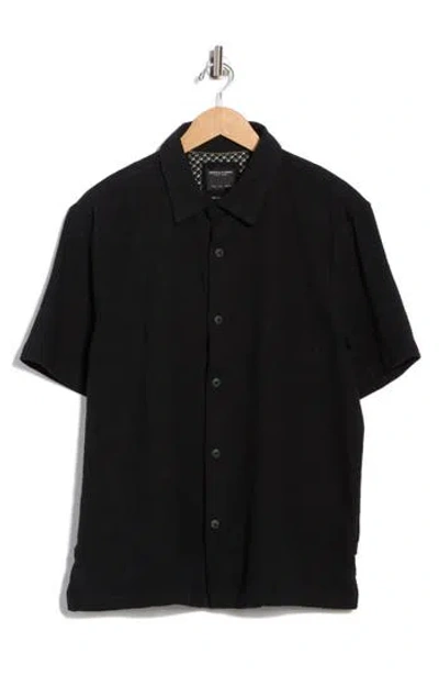 Denim And Flower Relaxed Fit Textured Short Sleeve Button-up Shirt In Black