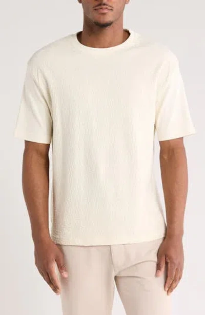 Denim And Flower Relaxed Fit Textured T-shirt In Cream