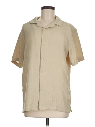 Pre-owned Denim And Flower Short Sleeve Blouse In Brown