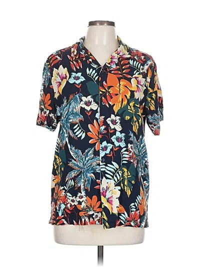 Pre-owned Denim And Flower Short Sleeve Button Down Shirt In Blue